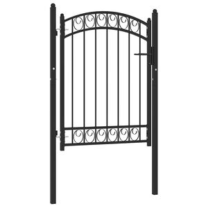 vidaXL Aitaportti EMMEN kaarevalla k&auml;rjell&auml; ter&auml;s 100x98,5 cm musta
