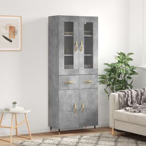 vidaXL Kaappi betoninharmaa 69,5x34x180 cm tekninen puu