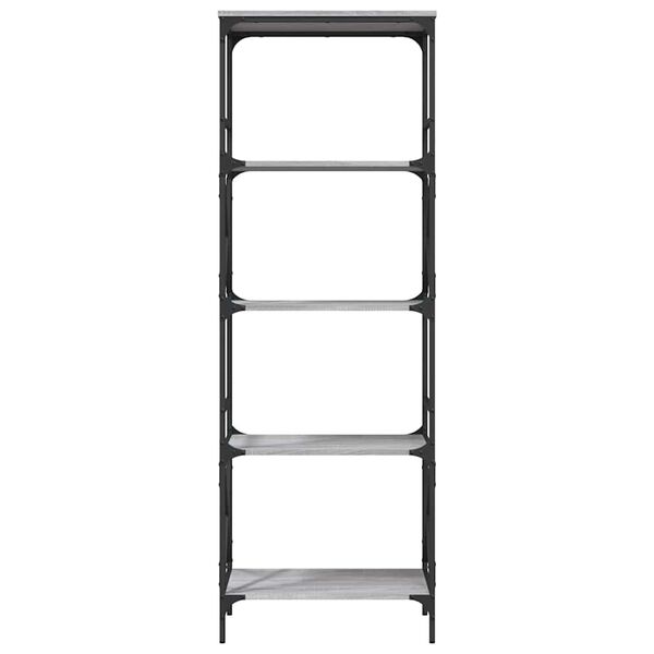 vidaXL Kirjahylly 5 kerrosta harmaa Sonoma 59x35x171 cm tekninen puu