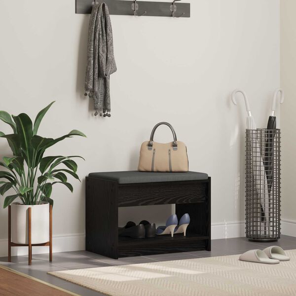 vidaXL Halli penkki Musta Tammi 63 x 38 x 45 cm Insin&ouml;&ouml;ripuu ja kangas