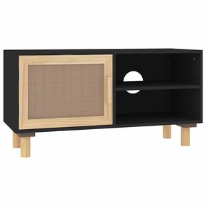 vidaXL TV-taso musta 80x30x40 cm t&auml;ysi m&auml;nty ja luonnonrottinki