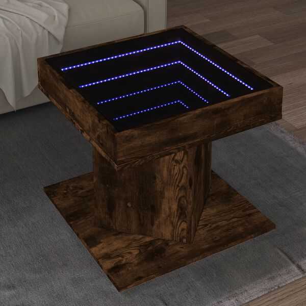 vidaXL Sohvap&ouml;yt&auml; LED-valoilla savutammi 50x50x45 cm tekninen puu