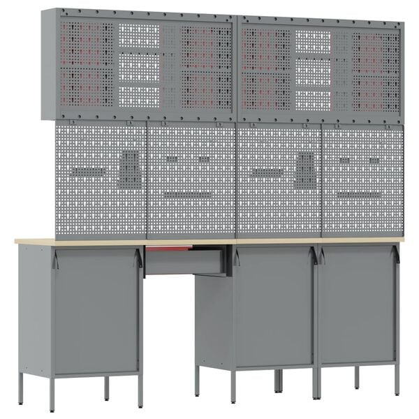 vidaXL Ty&ouml;p&ouml;yt&auml; laatikon kanssa 10 pcs Musta 200 x 55 x 200 cm Ter&auml;s