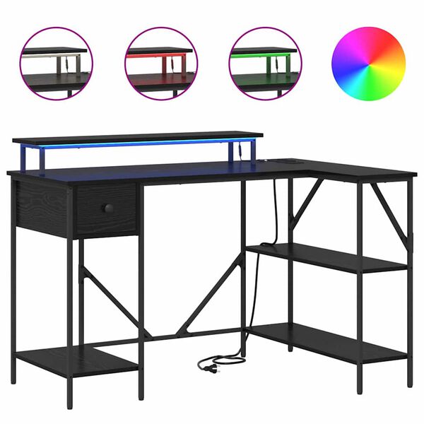 vidaXL P&ouml;yt&auml; hyllyll&auml; Musta tammi. 120 x 79 x 86,5 cm Tekninen puu