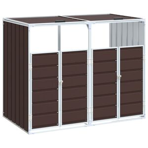 vidaXL Wheelie Bin S&auml;ilytys Double Bins Ruskea 144x81x113 cm Ter&auml;s