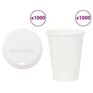 vidaXL Paperiset kahvikupit kansilla 1000 kpl 12oz 300ml
