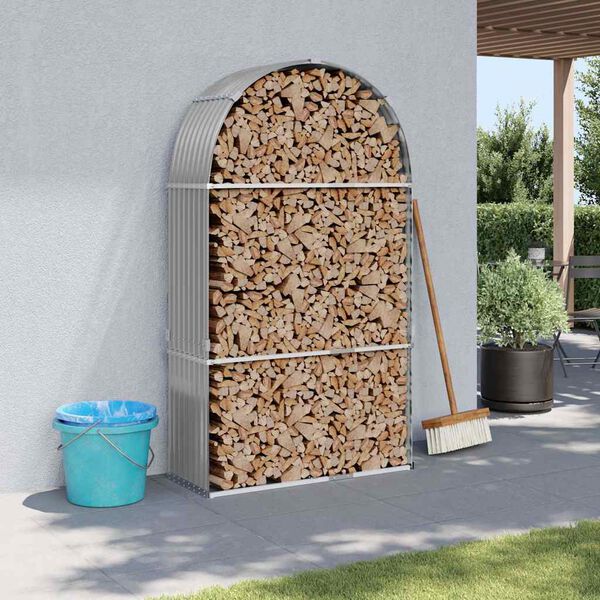 vidaXL Polttopuuteline vaaleanharmaa 120x45x210 cm galvanoitu teräs