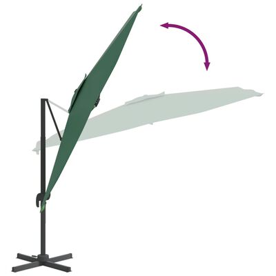 vidaXL Riippuva aurinkovarjo alumiinipylväällä vihreä 400x300 cm