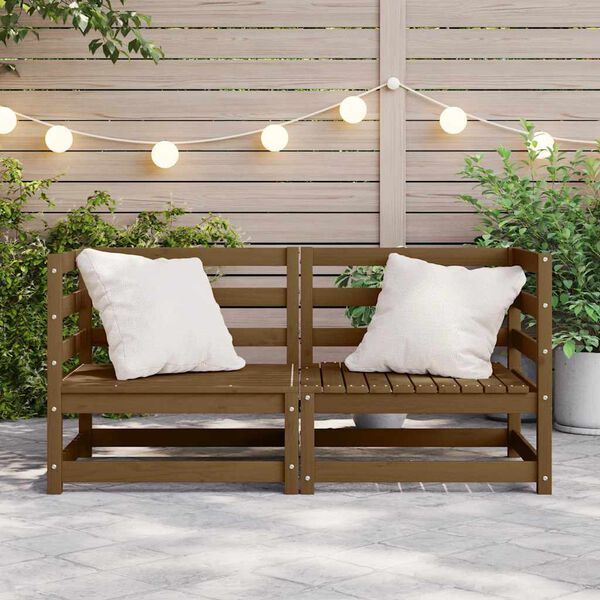 vidaXL Puutarhan kulmasohvat 2 kpl hunajanruskea t&auml;ysi m&auml;nty