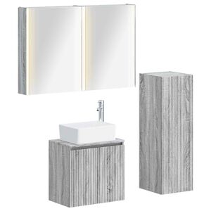 vidaXL Kylpyhuonekalustesetti 4 pcs Harmaa Sonoma Tekninen puu ja lasi