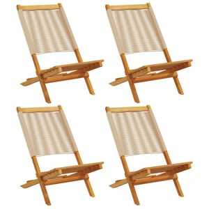 vidaXL Kokoontaitettavat tuolit 4 kpl beige massiivipuu akaasia