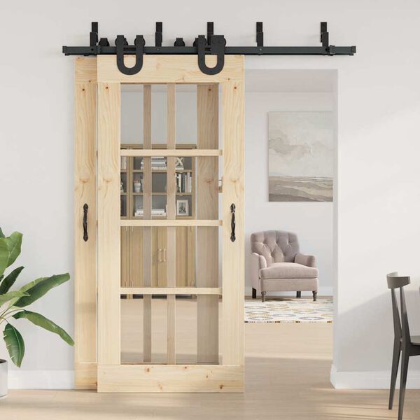 vidaXL Liukuoven asennussarja teräs 183 cm musta