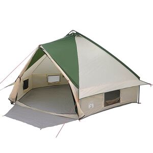 vidaXL Teepee-teltta 10-henkiselle 10 hengelle Vihre&auml; ja valkoinen