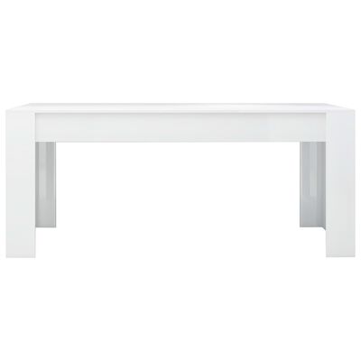 vidaXL Ruokapöytä korkeakiilto valkoinen 180x90x76 cm lastulevy