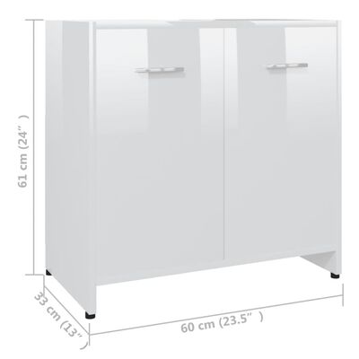 vidaXL 4-osainen kylpyhuone kalustesarja korkeakiilto valkoinen