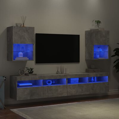 vidaXL TV-kaapit LED-valoilla 2 kpl betoninharmaa 40,5x30x60 cm