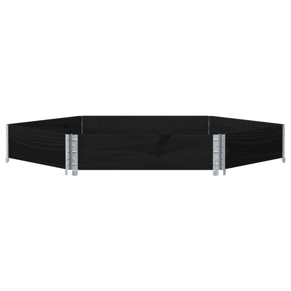 vidaXL Korotettu kukkalaatikko kuusikulmio musta 160x160cm täysi mänty