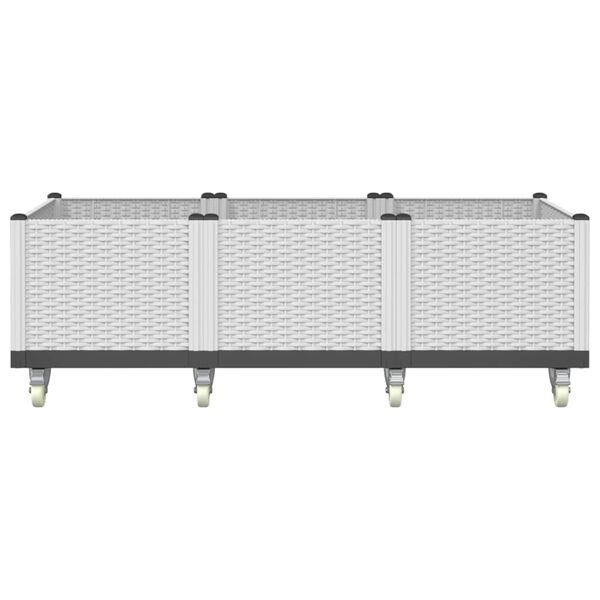 vidaXL Ulkokukkalaatikko py&ouml;rill&auml; valkoinen 150x80x54 cm PP