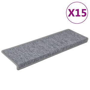 vidaXL Porrasmatot 15 kpl 65x21x4 cm vaaleanharmaa suorakaiteen muotoinen reuna