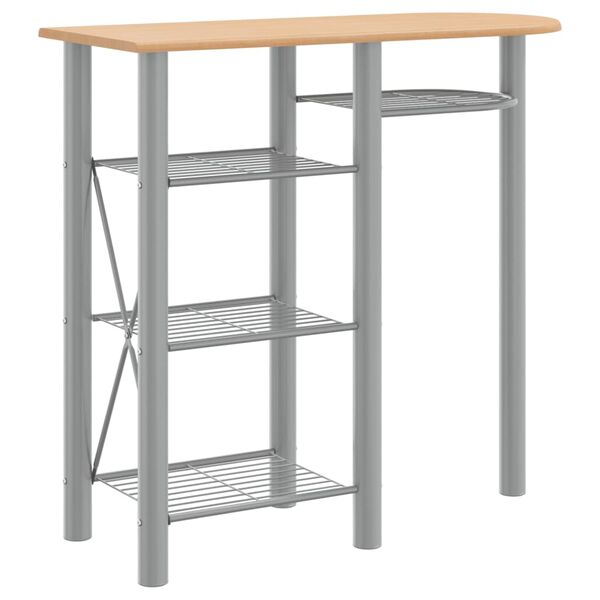 vidaXL 3-osainen Baarisarja harmaa ja ruskea tekninen puu ja rauta