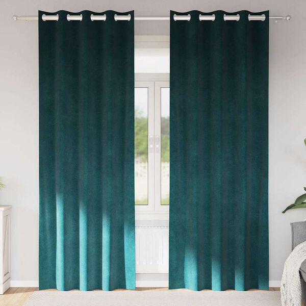 vidaXL Pimennysverhot 2 pcs Tummanvihreä 140 x 225 cm Sametti