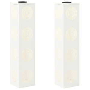 vidaXL Aurinko LED-polkuvalo 2 kpl L&auml;mpim&auml;n Valkoinen 18 x 18 x 80 cm