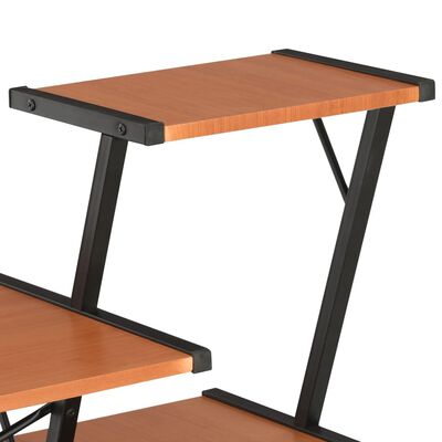 vidaXL Työpöytä hyllyllä musta ja ruskea 116x50x93 cm