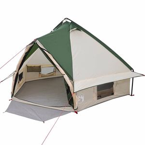 vidaXL Teepee Teltta 4-Hengen Vihre&auml; ja Harmaa 388 x 320 x 169 cm