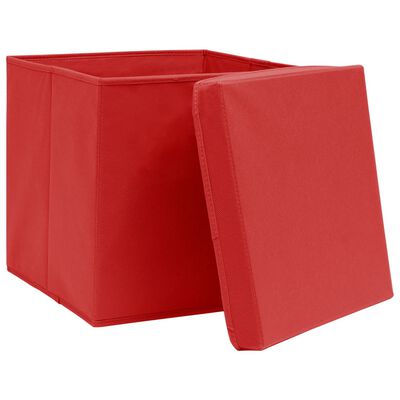 vidaXL Säilytyslaatikot kansilla 4 kpl 28x28x28 cm punainen