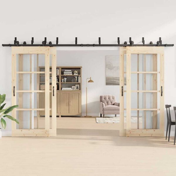 vidaXL Liukuovi Hardware Kit 400 cm Ter&auml;s Musta