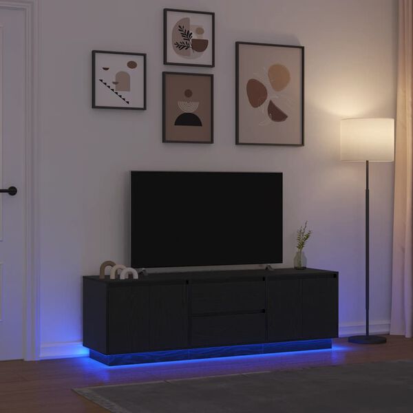 vidaXL TV-kaappi LED-valoilla musta tammi 160,5x41x50 cm