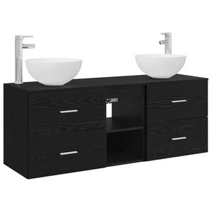 vidaXL Kylpyhuoneen kaappisetti 3 kpl Musta tammi 49,5 x 35 x 63 cm