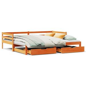 vidaXL Vuodesohva rullilla ja laatikoilla ruskea 90x200 cm t&auml;ysi m&auml;nty
