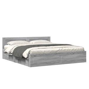 vidaXL S&auml;ngynrunko p&auml;&auml;dyll&auml; harmaa Sonoma 200x200 cm tekninen puu