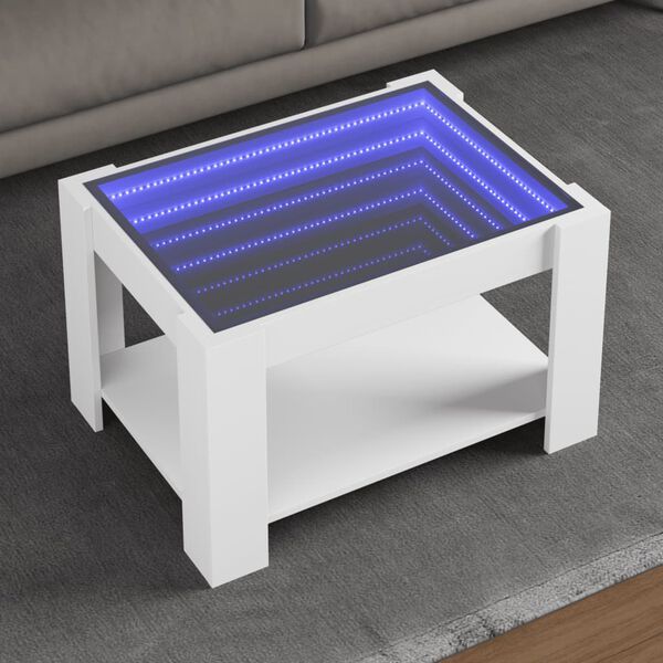 vidaXL Sohvap&ouml;yt&auml; LED-valoilla valkoinen 73x53x45 cm tekninen puu