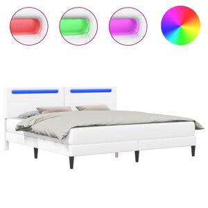 vidaXL S&auml;ngyn runko p&auml;&auml;tyll&auml; valkoinen 6FT Super King Size Keinonahka