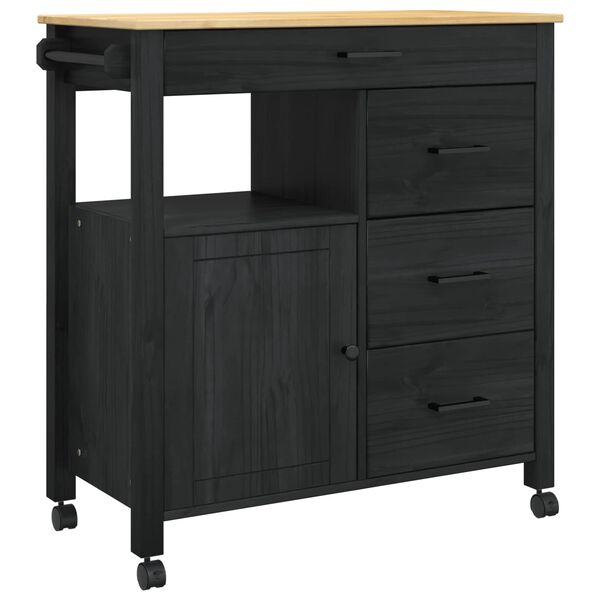vidaXL Keittiövaunu Yksivärinen Musta