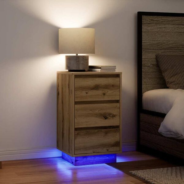 vidaXL y&ouml;p&ouml;yt&auml;kaappi LED-valoilla Artisan Oak 38x34x65 cm