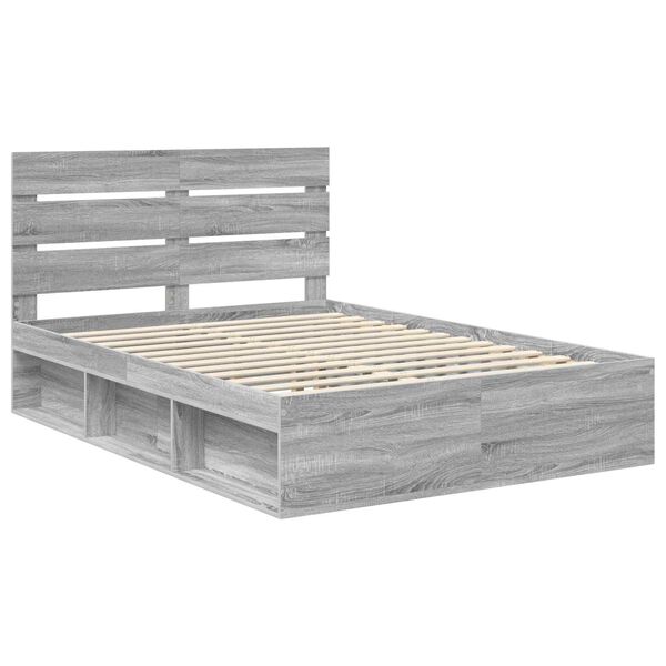 vidaXL S&auml;ngyn runko Harmaa Sonoma 5FT King Size Massiivinen m&auml;nty