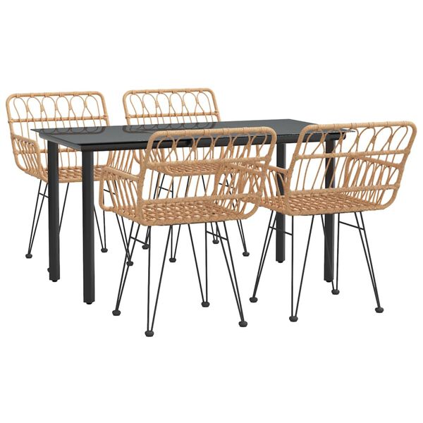 vidaXL 5-osainen Ulkoruokailuryhm&auml; polyrottinki