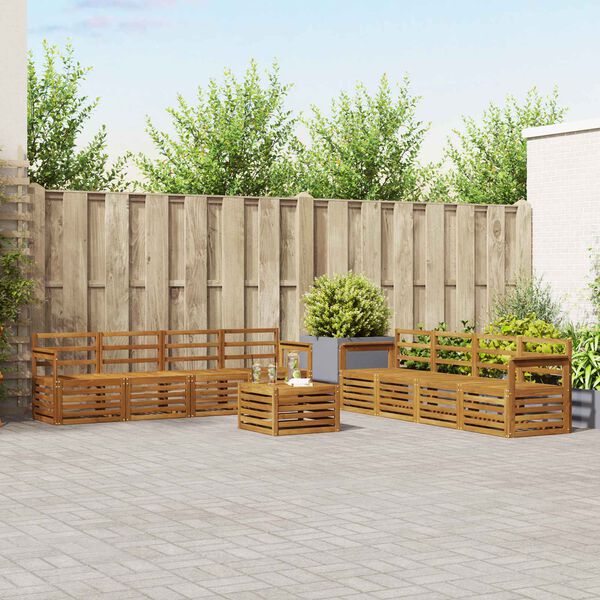 vidaXL Sohvasarjat 9 pcs Luonnollinen Tihe&auml; akasiapuu