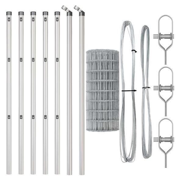 vidaXL Aita ja Tuki Hopea 0,4 x 50 m Teräs ja PVC