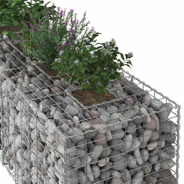 vidaXL Gabion Kohotettu Peti Hopea 180 x 60 x 55 cm Galvanoitu ter&auml;s