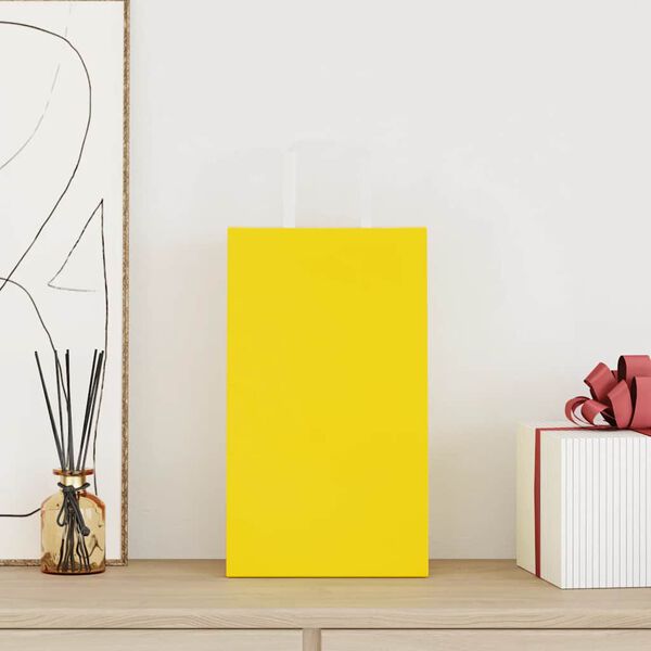 vidaXL Paperikassit 250 kpl kahvoilla keltainen 21x11x36 cm