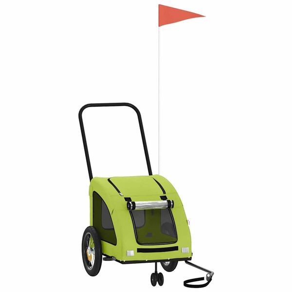 vidaXL Lemmikinkuljetuskärry pyörään vihreä kangas ja rauta