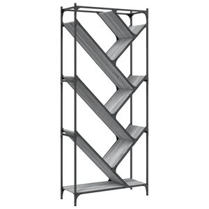 vidaXL Kirjahylly harmaa Sonoma 79x30x180 cm tekninen puu ja metalli