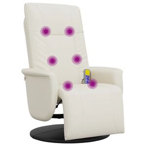 vidaXL Hierova nojatuoli jalkatuella kerma keinonahka