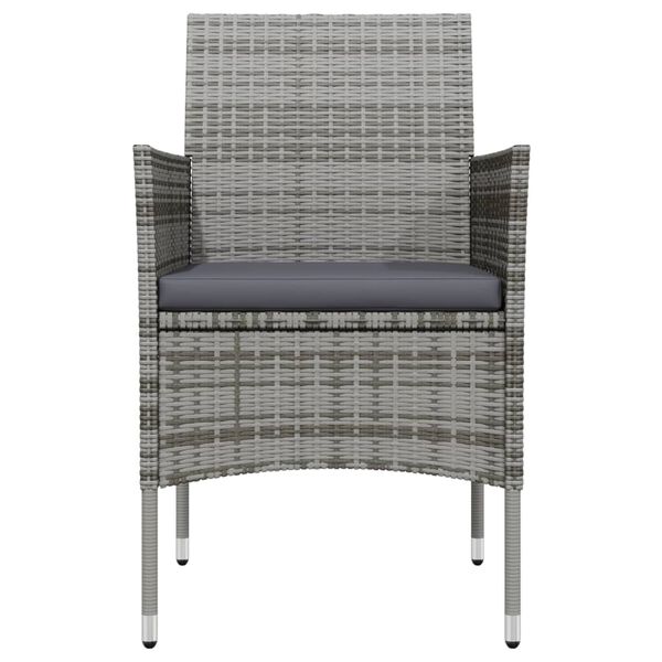 vidaXL 3-osainen Ulkoruokailuryhmä tyynyillä harmaa ja musta