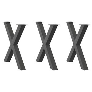 vidaXL Ruokap&ouml;yd&auml;n jalat X-muotoiset 3 kpl antrasiitti 70x(72-73) cm ter&auml;s