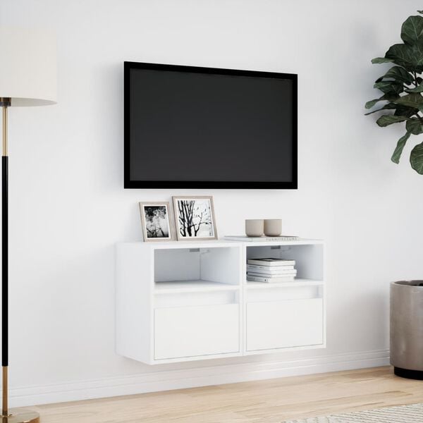 vidaXL TV-sein&auml;kaapit LED-valoilla 2 kpl valkoinen 41x31x45 cm
